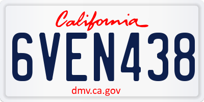 CA license plate 6VEN438