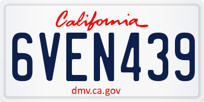 CA license plate 6VEN439