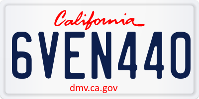CA license plate 6VEN440
