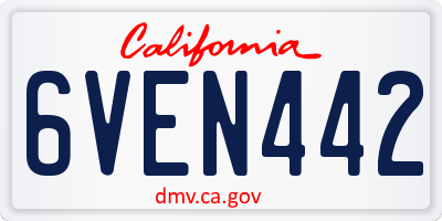 CA license plate 6VEN442