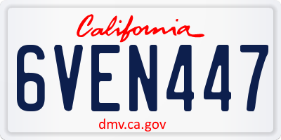 CA license plate 6VEN447