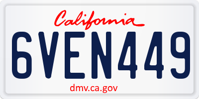 CA license plate 6VEN449