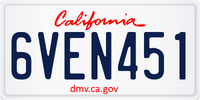 CA license plate 6VEN451