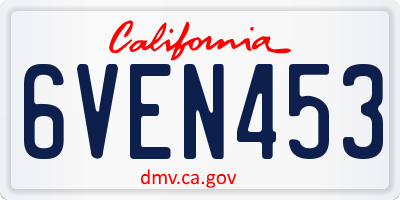 CA license plate 6VEN453