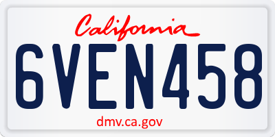 CA license plate 6VEN458