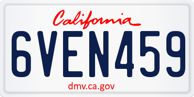 CA license plate 6VEN459