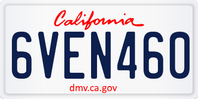 CA license plate 6VEN460
