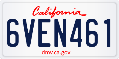 CA license plate 6VEN461