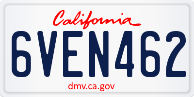 CA license plate 6VEN462