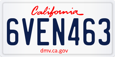 CA license plate 6VEN463