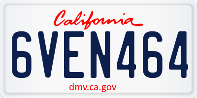 CA license plate 6VEN464