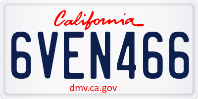 CA license plate 6VEN466