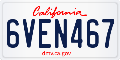 CA license plate 6VEN467