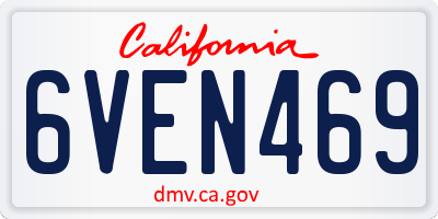 CA license plate 6VEN469