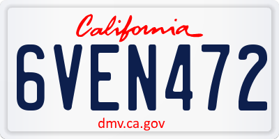 CA license plate 6VEN472