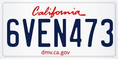 CA license plate 6VEN473