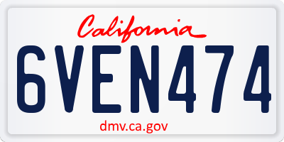 CA license plate 6VEN474