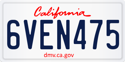 CA license plate 6VEN475