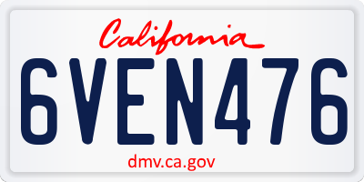 CA license plate 6VEN476