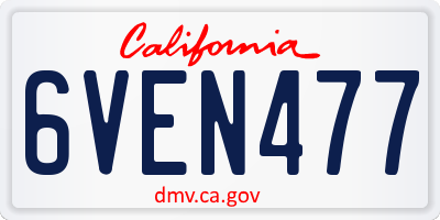 CA license plate 6VEN477