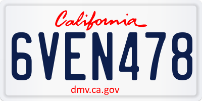 CA license plate 6VEN478