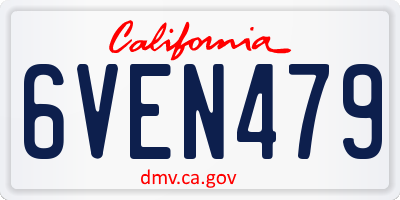 CA license plate 6VEN479