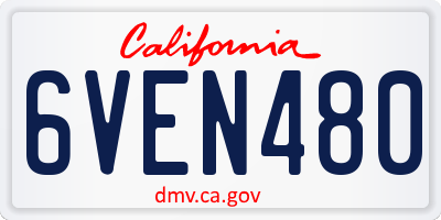CA license plate 6VEN480