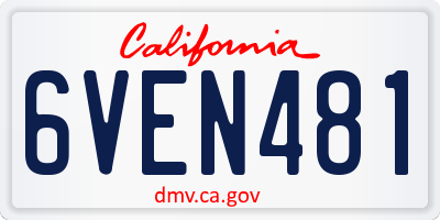 CA license plate 6VEN481