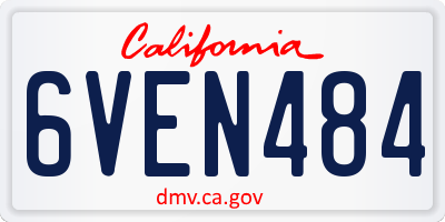 CA license plate 6VEN484