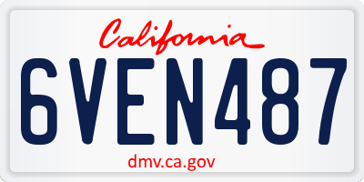 CA license plate 6VEN487