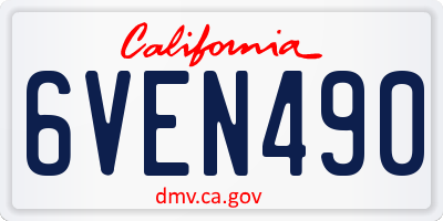 CA license plate 6VEN490