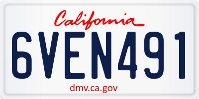 CA license plate 6VEN491