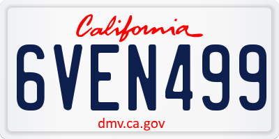 CA license plate 6VEN499