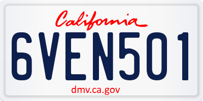 CA license plate 6VEN501