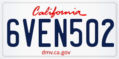 CA license plate 6VEN502