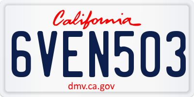 CA license plate 6VEN503