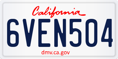 CA license plate 6VEN504