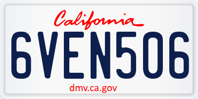 CA license plate 6VEN506