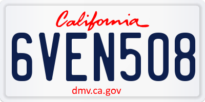CA license plate 6VEN508