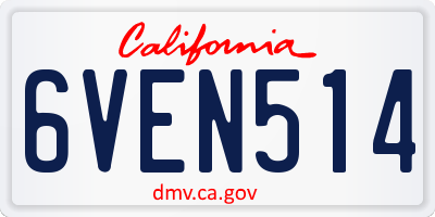 CA license plate 6VEN514