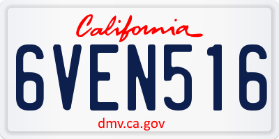 CA license plate 6VEN516