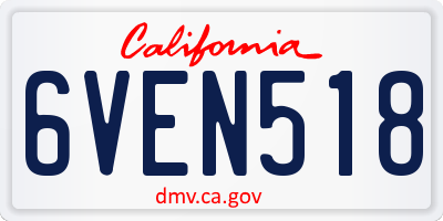 CA license plate 6VEN518