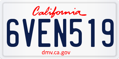 CA license plate 6VEN519