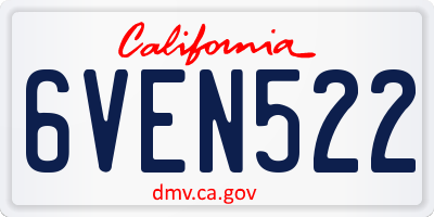 CA license plate 6VEN522