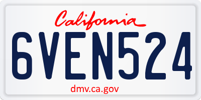 CA license plate 6VEN524