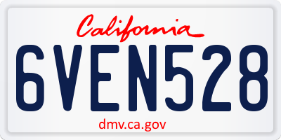 CA license plate 6VEN528