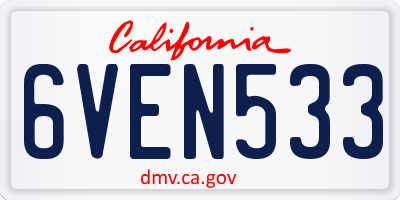 CA license plate 6VEN533