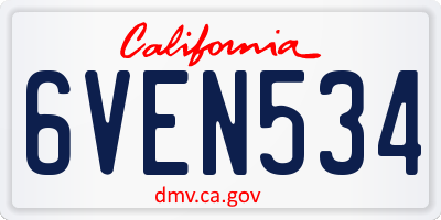 CA license plate 6VEN534