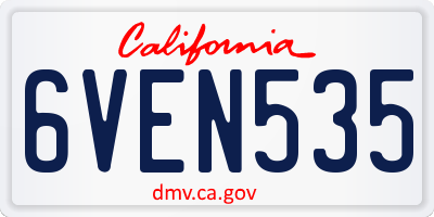 CA license plate 6VEN535