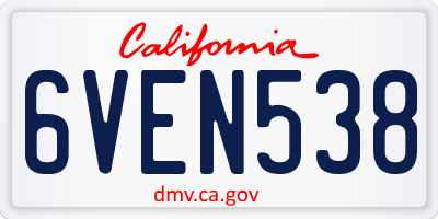 CA license plate 6VEN538